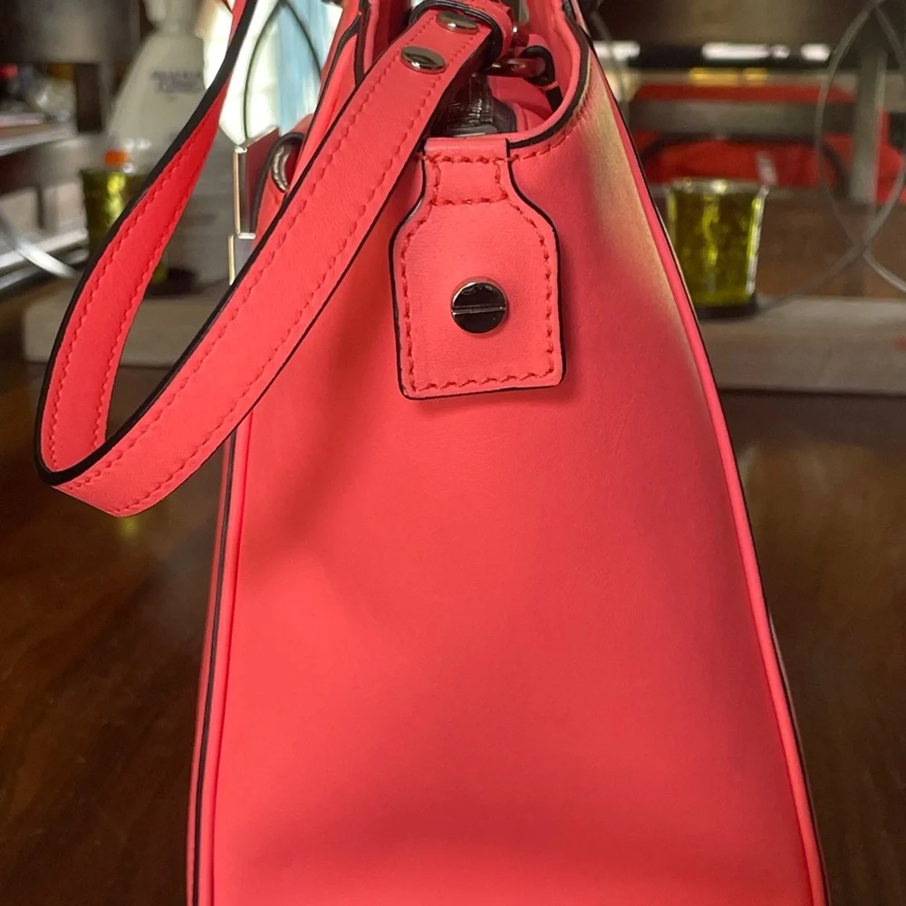 Milly Vibrant Coral Satchel with Detachable Strap